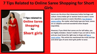 7 Tips Related to Online Saree Shopping for Short Girls
