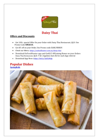 10% Off - Daisy Thai Menu - Thai Restaurant springwood, Qld