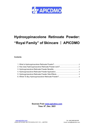 Hydroxypinacolone Retinoate Powder “Royal Family” of Skincare丨APICDMO