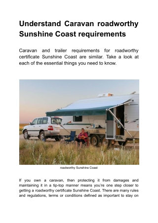 Understand Caravan roadworthy Sunshine Coast requirements (1)