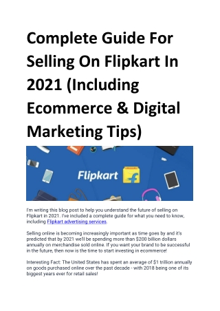 Complete Guide For Selling On Flipkart In 2021 (Including Ecommerce & Digital Marketing Tips)