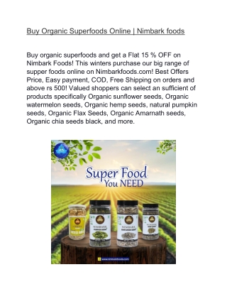 Buy Organic Superfoods Online | Nimbark foods