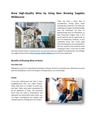 Beer Brewing Supplies Melbourne
