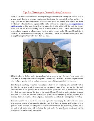 Tips For Choosing the Correct Roofing Contractor