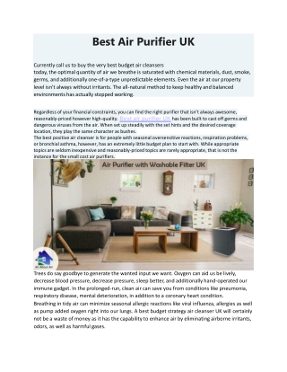 Best air purifier in UK