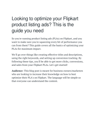 Looking to optimize your Flipkart product listing ads