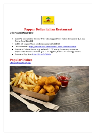 10% Off - PapparDelles Italian Restaurant Bundaberg Menu, QLD
