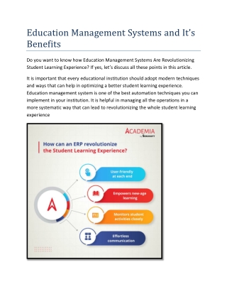 Education Management Systems and It's Benefits