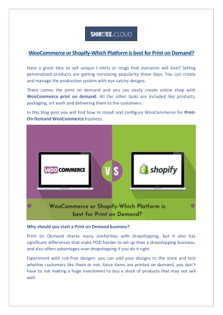 WooCommerce or Shopify-Which Platform is best for Print on Demand?