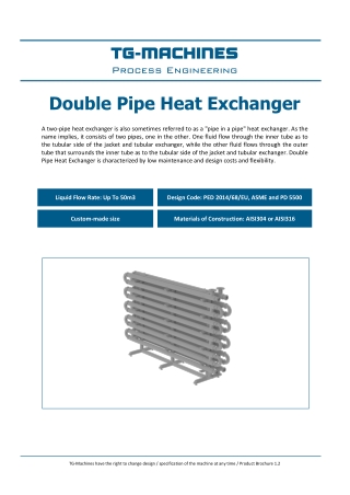 Double Pipe Heat Exchanger