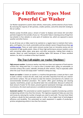 top 4 different types of most powerful car washer-guide-by-manmachineworks