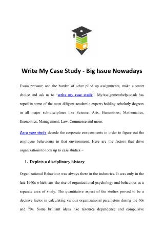 Write My Case Study - Big Issue Nowadays