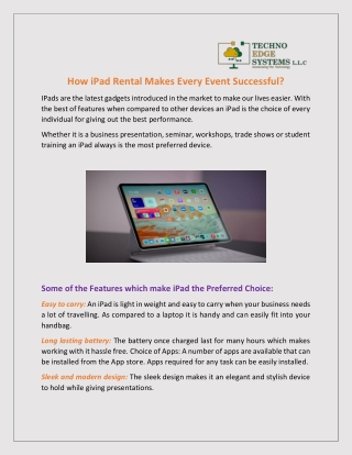 How iPad Rental Makes Every Event Successful?