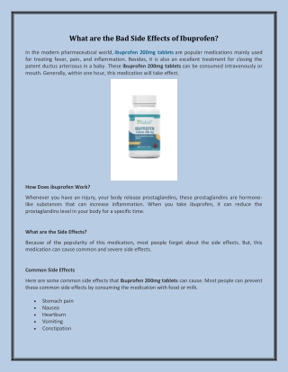 What are the Bad Side Effects of Ibuprofen