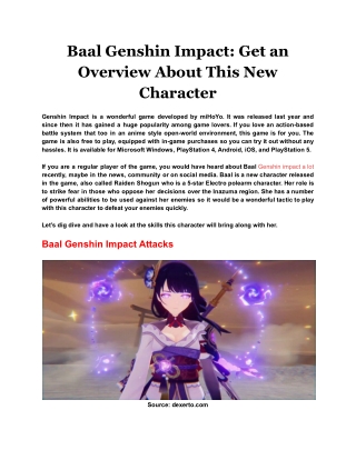 Baal Genshin Impact: Get an Overview About This New Character