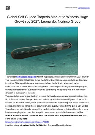 Global Self Guided Torpedo Market to Witness Huge Growth by 2027: Leonardo, Nori