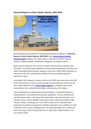 Research Report on China's Boiler Industry, 2022-2030