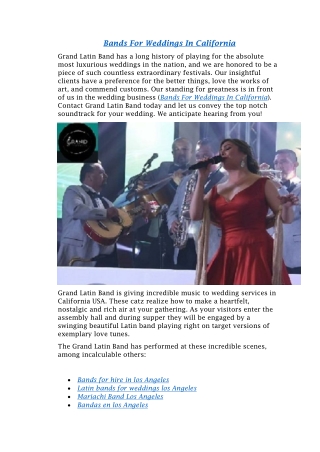 Bands For Weddings In California
