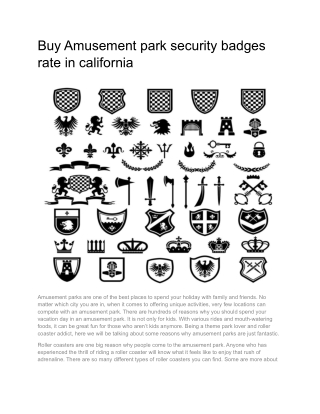 Buy Amusement park security badges rate in california