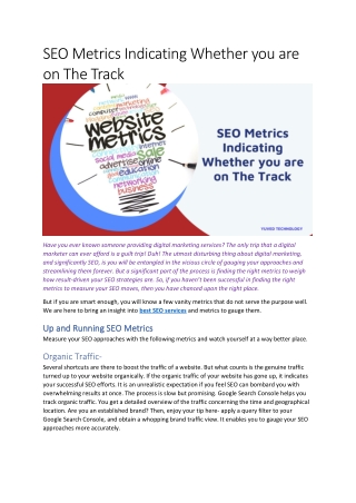 SEO Metrics Indicating Whether you are on The Track
