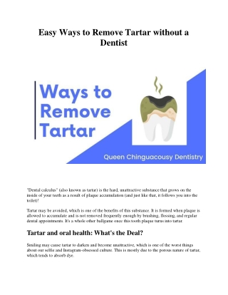 Easy Ways to Remove Tartar without a Dentist