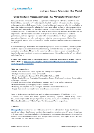 Intelligent Process Automation (IPA) Market Forecasts to 2028