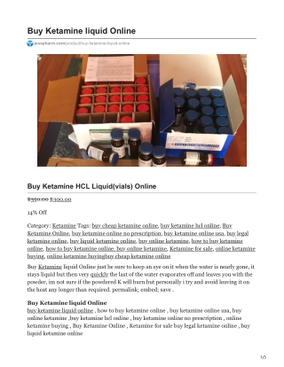 Ketamine HCL Liquid (Vials)