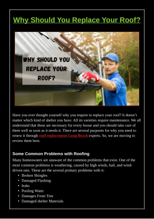 Why Should You Replace Your Roof?