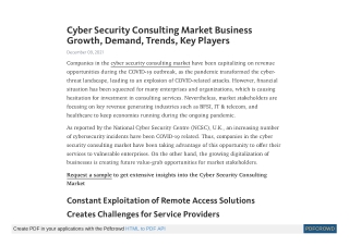 Cyber Security Consulting Market to Surpass US$ 28.22 Bn by 2031