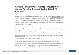 Ceramic Sanitary Ware Market Trends and Research Insights by 2031