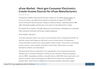 eFuse Market Trends, Share, Scope, and Research Insights by 2031