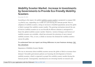 Mobility Scooter Market - Global Industry Analysis and Share 2031