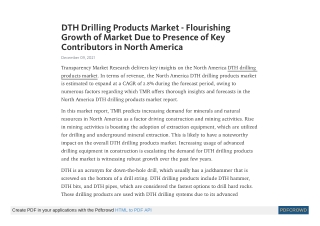 DTH Drilling Products Market - North America Industry Analysis 2031