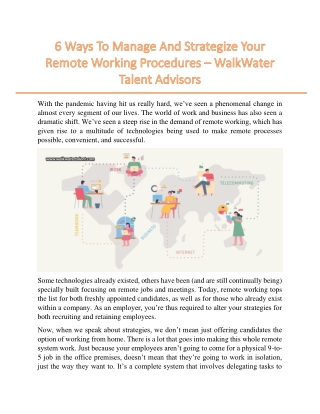 6 Ways To Manage And Strategize Your Remote Working Procedures – WalkWater Talent Advisors