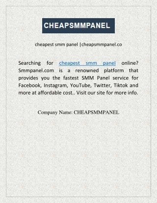 cheapest smm panel |cheapsmmpanel.co