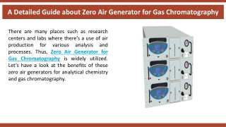 A Detailed Guide about Zero Air Generator for Gas Chromatography