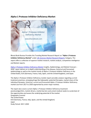 Global Alpha-1 Protease Inhibitor Deficiency Market Research Report 2021-2030
