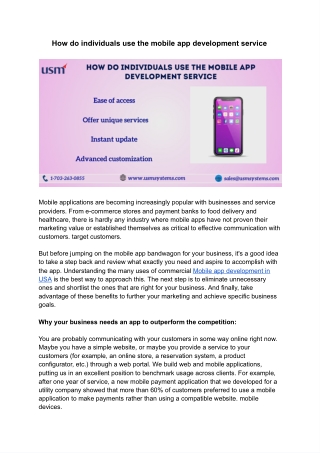 How do individuals use the mobile app development service
