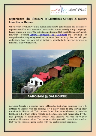 Luxury Cottages in Dalhousie