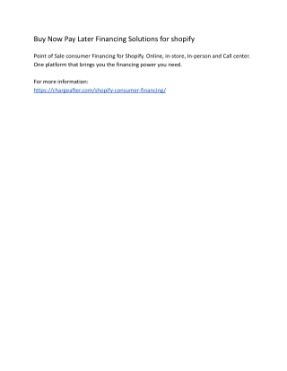 Buy Now Pay Later Financing Solutions for shopify