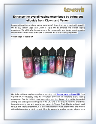 venom vape  e liquid UK