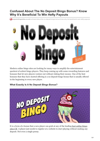 Confused About The No Deposit Bingo Bonus? Know Why It’s Beneficial To Win Hefty Payouts