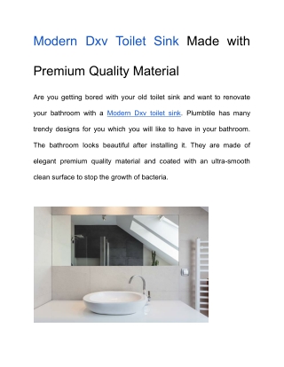 Modern Dxv Toilet Sink Made with Premium Quality Material