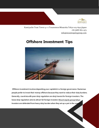 Offshore Investment Tips