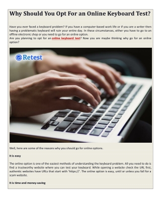 Why Should You Opt For an Online Keyboard Test