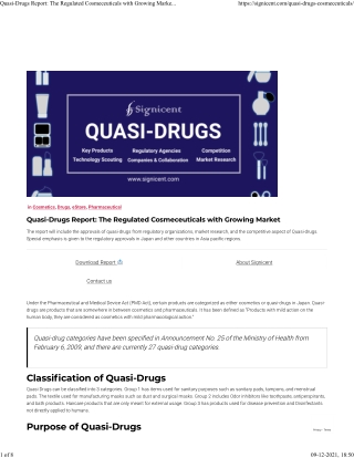 Quasi-Drugs Report The Regulated Cosmeceuticals with Growing Market - Signicent LLP