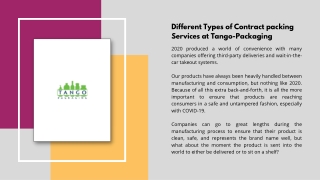 Different Type of Packaging Options at Tango-Packaging