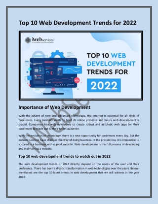 Top 10 Web Development Trends for 2022 - iWebServices