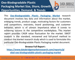 Oxo-Biodegradable Plastic Packaging Market Industry Share, Statistics, Size