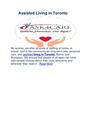 Assisted Living in Toronto